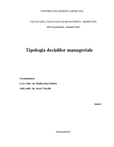 Tipologia Deciziilor Manageriale - Pagina 1
