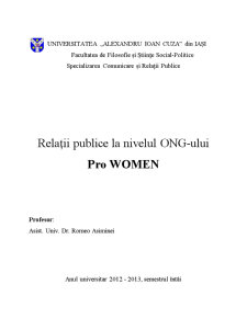 Relații Publice la Nivelul ONG-ului Pro Women - Pagina 1