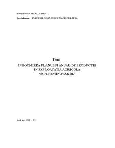 Întocmirea planului anual de producție în exploatația agricolă SC Cheminova SRL - Pagina 2