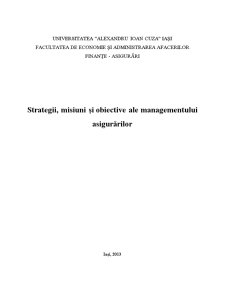 Strategii Misiuni și Obiective ale Managementului Asigurărilor - Pagina 1