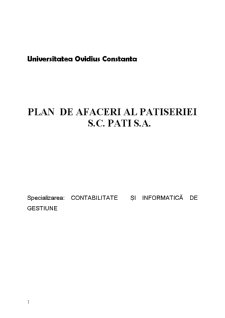 Plan de afaceri al patiseriei SC Pati SA - Pagina 1