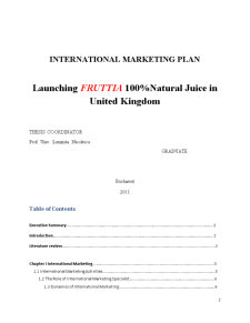 International marketing plan - launching Fruttia 100% natural juice in United Kingdom - Pagina 2