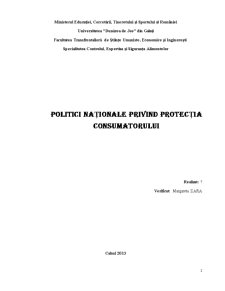 Politici Naționale Privind Protecția Consumatorului - Pagina 1