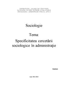 Specificitatea Cercetării Sociologice în Administrație - Pagina 1