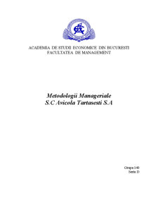 Metodologii manageriale SC Avicola Tărtășești SA - Pagina 1