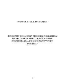 Economia României în perioada interbelică și chestiunea capitalurilor străine - Pagina 1