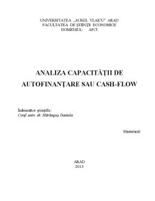 Analiza Capacității de Autofinanțare sau cash-flow - Pagina 1