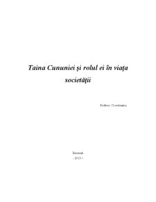 Taina Cununiei și Rolul ei în Viața Societății - Pagina 1
