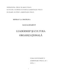Leadership și Cultura Organizațională - Pagina 1