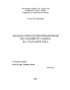 Analiza influenței strategiior de vânzări în cadrul SC Clavaget SRL - Pagina 1