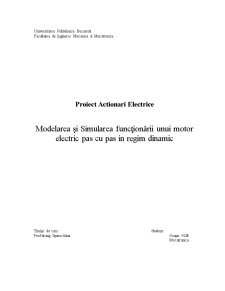 Modelarea și Simularea Funcționării unui Motor Electric Pas cu Pas în Regim Dinamic - Pagina 1