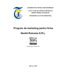 Program de Marketing Pentru SC Nestle România SRL - Pagina 1