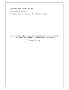 Inventarierea și Înregistrarea în Contabilitate a Operațiilor ce se Impun Masuri Pregatitoare și Organizatorice - Pagina 1