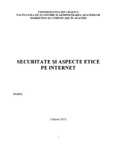 Securitate și Aspecte Etice pe Internet - Pagina 1