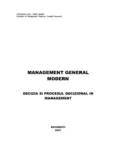 Decizia și Procesul Decizional în Management - Pagina 1
