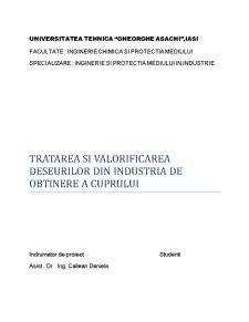 Tratarea și valorificarea deșeurilor din industria de obținere a cuprului - Pagina 1