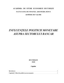Influențele Politicii Monetare asupra Sectorului Bancar - Pagina 1