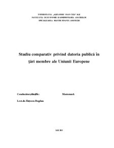 Studiu Comparativ Privind Datoria Publică în Țări Membre ale Uniunii Europene - Pagina 1