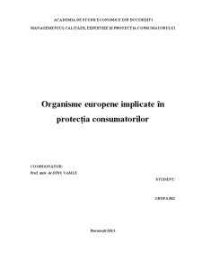 Organisme Europene Implicate în Protecția Consumatorilor - Pagina 1