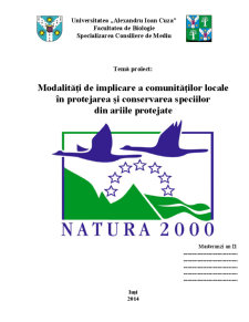 Modalități de Implicare a Comunităților Locale în Protejarea și Conservarea Speciilor din Ariile Protejate - Pagina 1