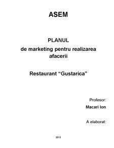 Plan de marketing - Restaurant Gustărica - Pagina 1