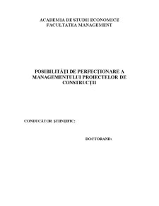 Posibilități de Perfecționare a Managementului Proiectelor de Construcții - Pagina 1