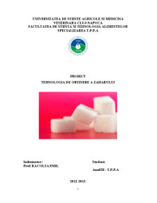 Tehnologia de obținere a zahărului - Pagina 1