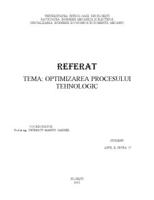 Optimizarea Procesului Tehnologic - Pagina 1