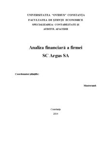 Analiza Financiară a Firmei SC Argus SA - Pagina 1