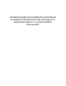 Informatizarea Întocmirii Documentelor și Operațiunilor Financiar Contabile - Pagina 1