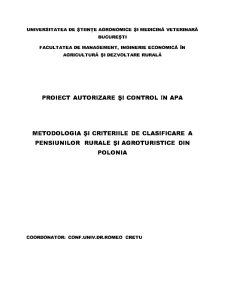 Metodologia și Criteriile de Clasificare a Pensiunilor Rurale și Agroturistice din Polonia - Pagina 1