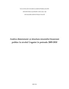 Analiza Dimensiunii și Structura Resurselor Financiare Publice la Nivelul Ungariei în Perioada 2005-2010 - Pagina 1
