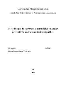 Metodologia de exercitare a controlului preventiv în cadrul instituțiilor publice - Pagina 1