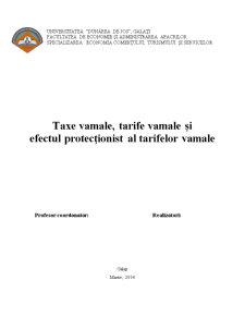 Taxe vamale, tarife vamale și efectul protecționist al tarifelor vamale - Pagina 1