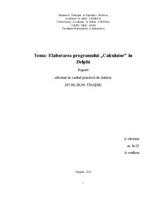 Elaborarea Programului Calculator în Delphi - Pagina 1