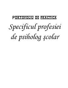Specificul Profesiei de Psiholog Școlar - Pagina 1