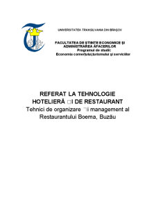 Tehnici de organizare și management al Restaurantului Boema, Buzău - Pagina 1