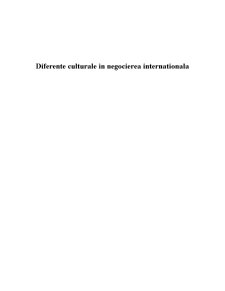 Diferente Culturale Internationale in Negocierea Comerciala - Pagina 1