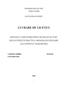 Metodica Cercetării Infracțiunilor de Furt din Locuințe în Practica Organelor Judiciare ale Județului Maramureș - Pagina 1