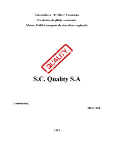 Strategii de Dezvoltare a Firmei SC Quality SA - Pagina 1