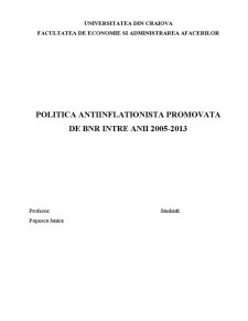 Politica antiinflaționistă promovată de BNR între anii 2005-2013 - Pagina 1