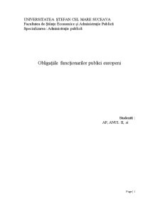 Obligațiile Funcționarilor Publici Europeni - Pagina 1