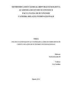 Politici Paternaliste și Cooperarea Țărilor Emergente în Cadrul Relațiilor Economice Internaționale - Pagina 1
