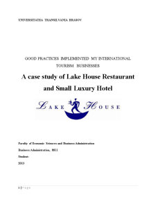 Good practices implemented by international tourism businesses - The Lake House case study - Pagina 1