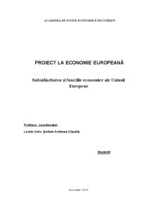 Subsidiaritatea și Funcțiile Economice ale Uniunii Europene - Pagina 1