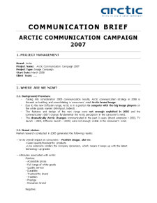 Communication Brief - Arctic Communication Campaign 2007 - Pagina 1