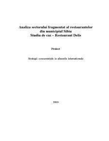 Analiza Sectorului Fragmentat al Restaurantelor din Municipiul Sibiu - Pagina 1
