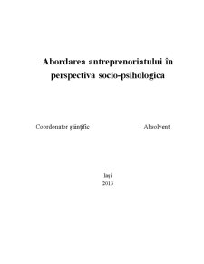 Abordarea Antreprenoriatului în Perspectivă socio-psihologică - Pagina 2