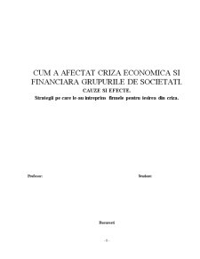 Cum a afectat criza economică și financiară grupurile de societăți - Pagina 1