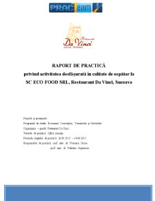 Raport practică Restaurant Da Vinci - Pagina 1